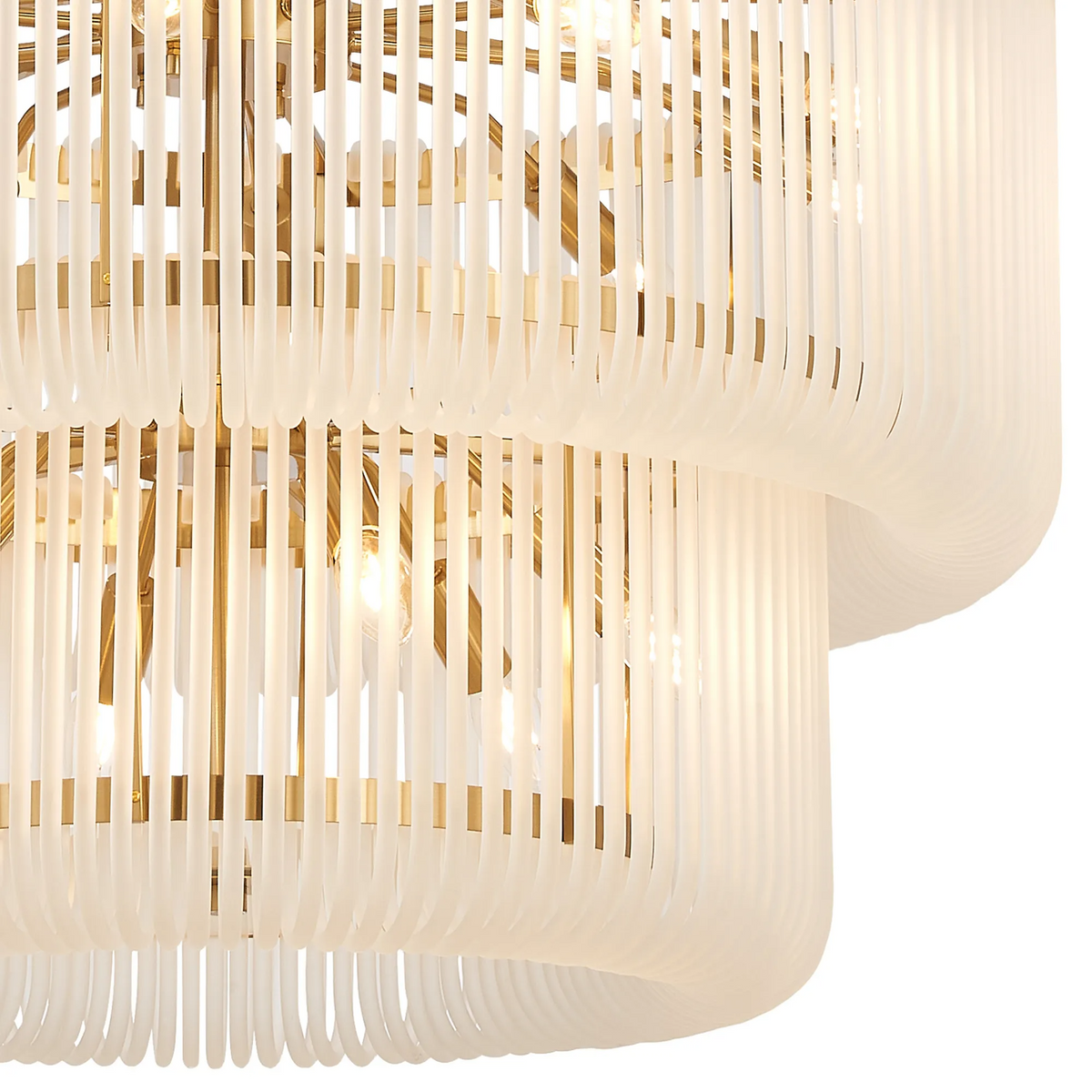 Jevington 780mm Two Tier Pendant or Semi Flush in Brass with Frosted Glass