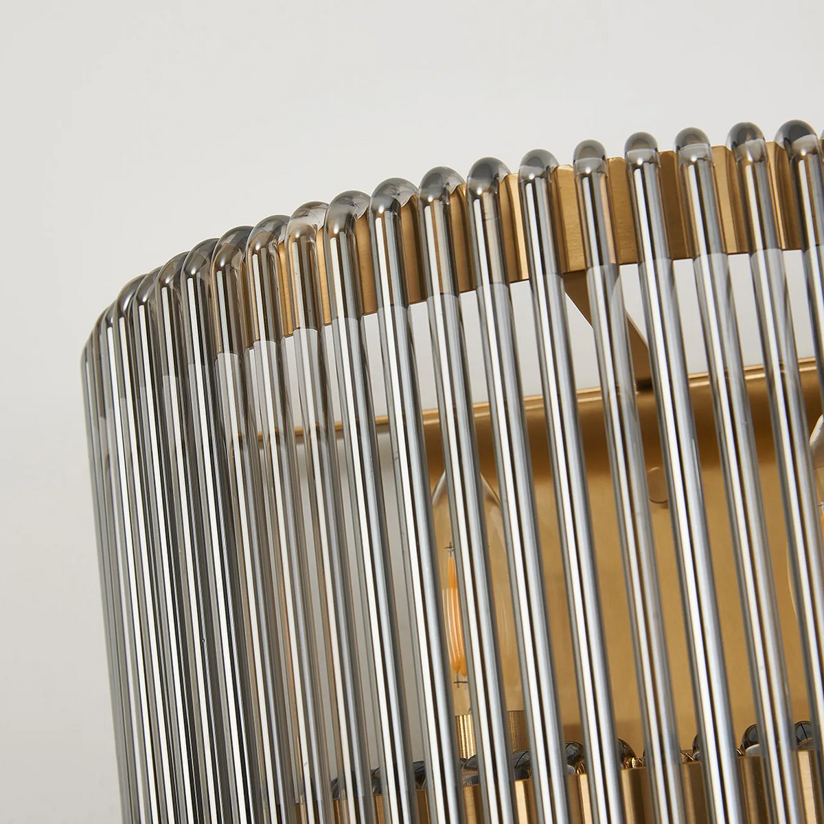 Jevington Large Two Tier Wall Light in Brass with Smoked Glass