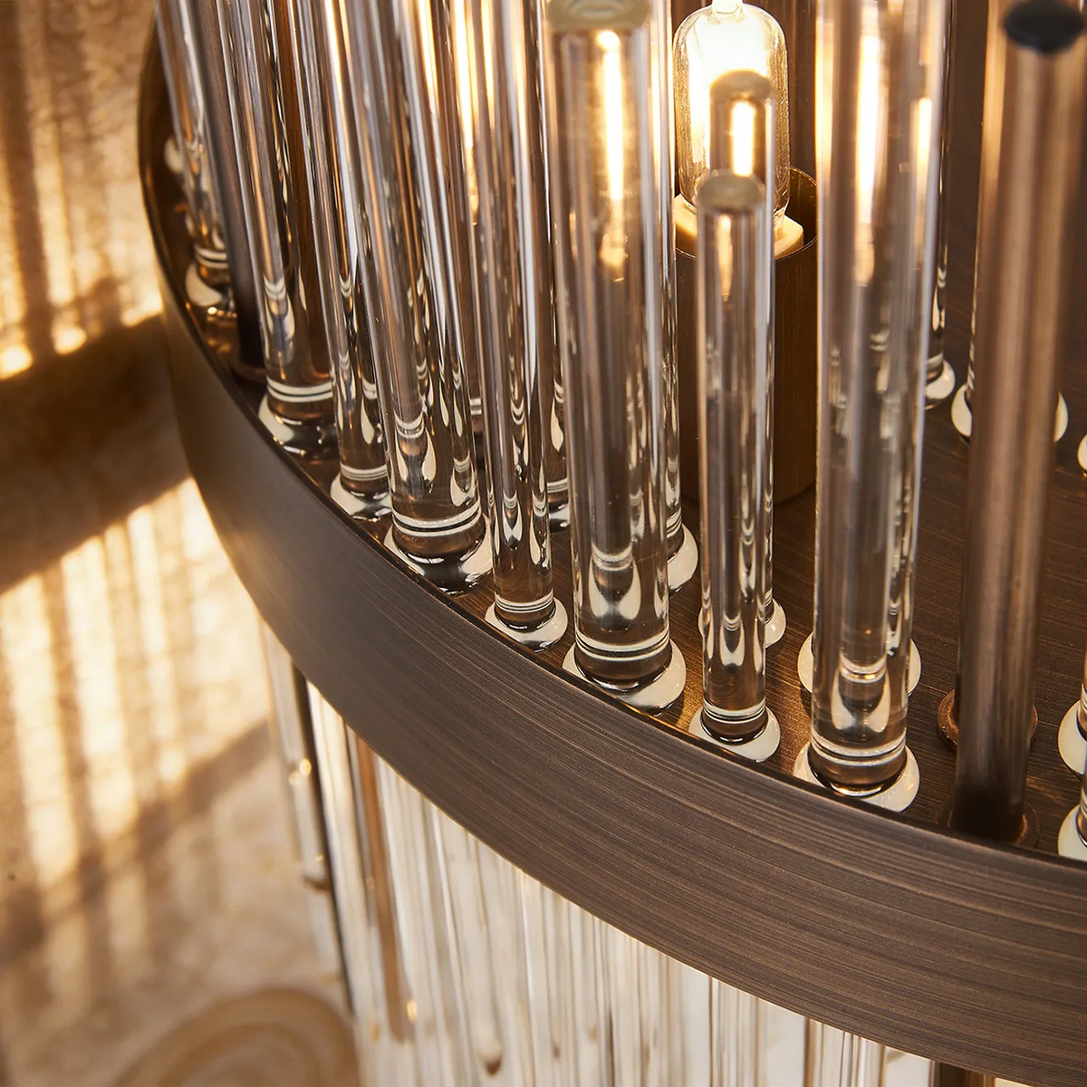 Eckington Floor Lamp in Matt Bronze with Clear Glass Rods