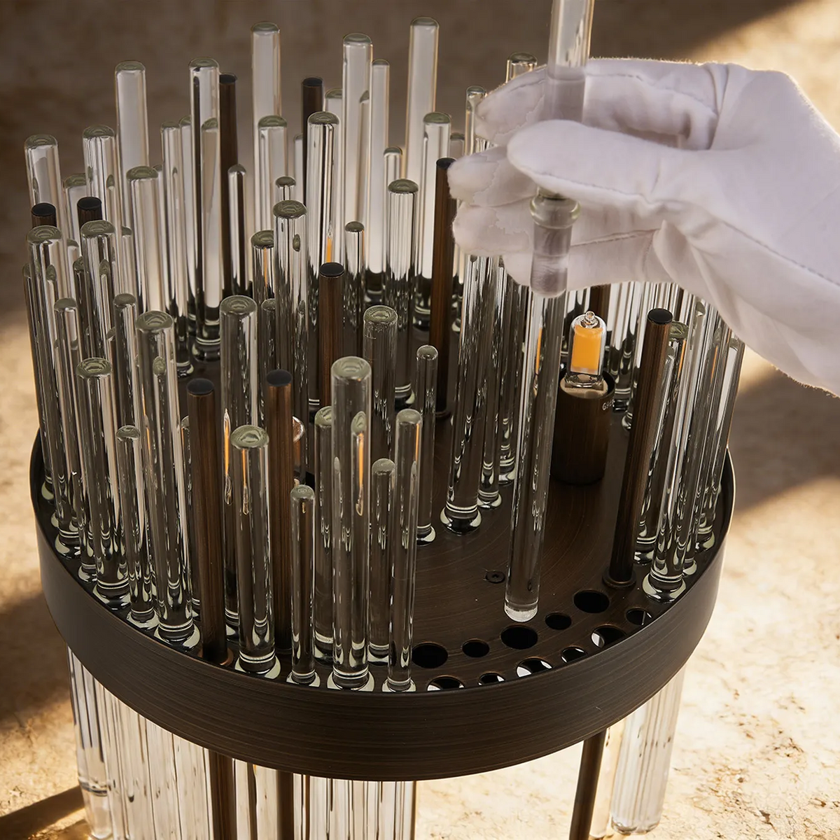 Eckington Table Lamp in Matt Bronze with Clear Glass Rods