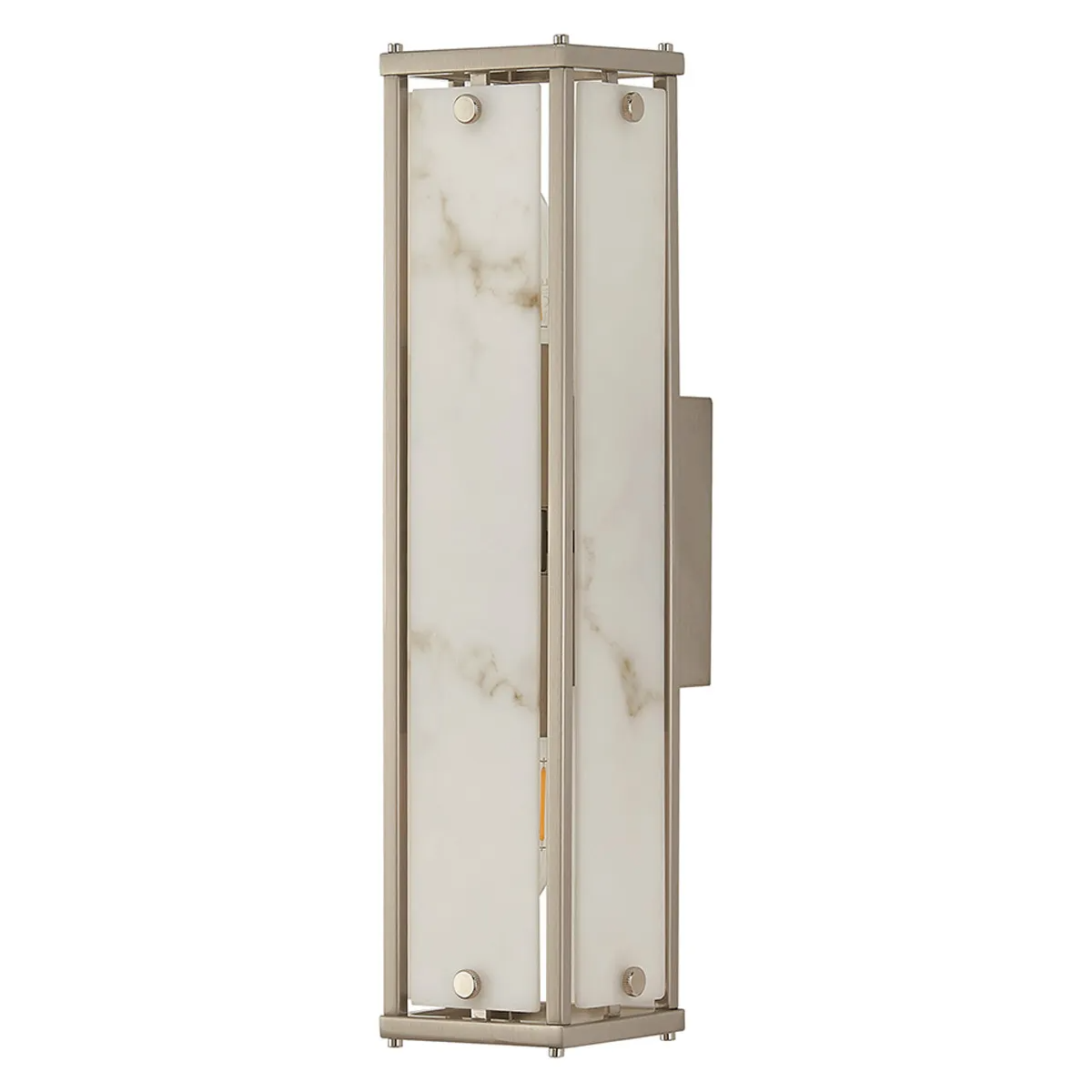 Scarva IP44 400mm Rectangular Wall Light in Satin Nickel with Grey Faux Alabaster