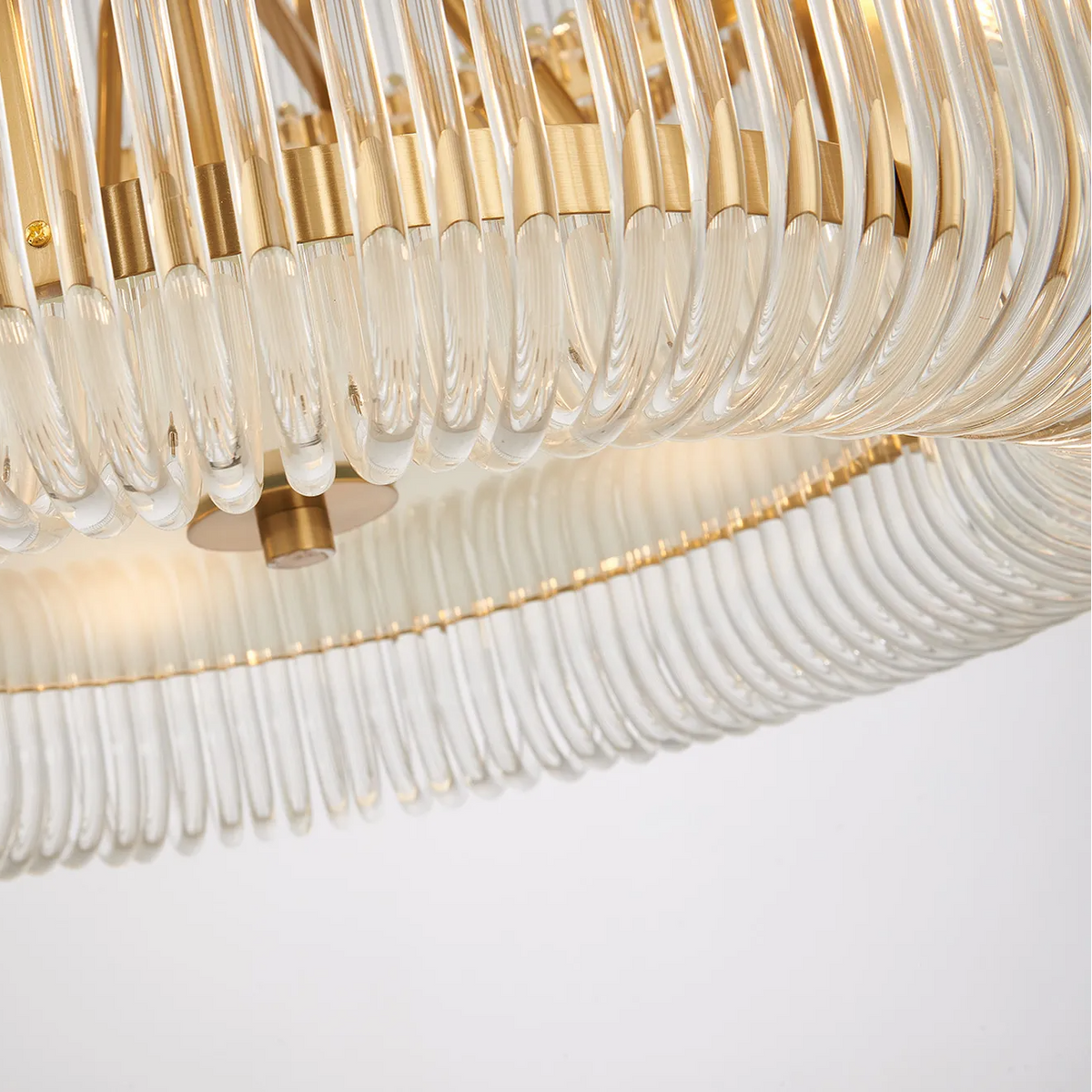 Jevington 780mm Two Tier Pendant or Semi Flush in Brass with Clear Glass