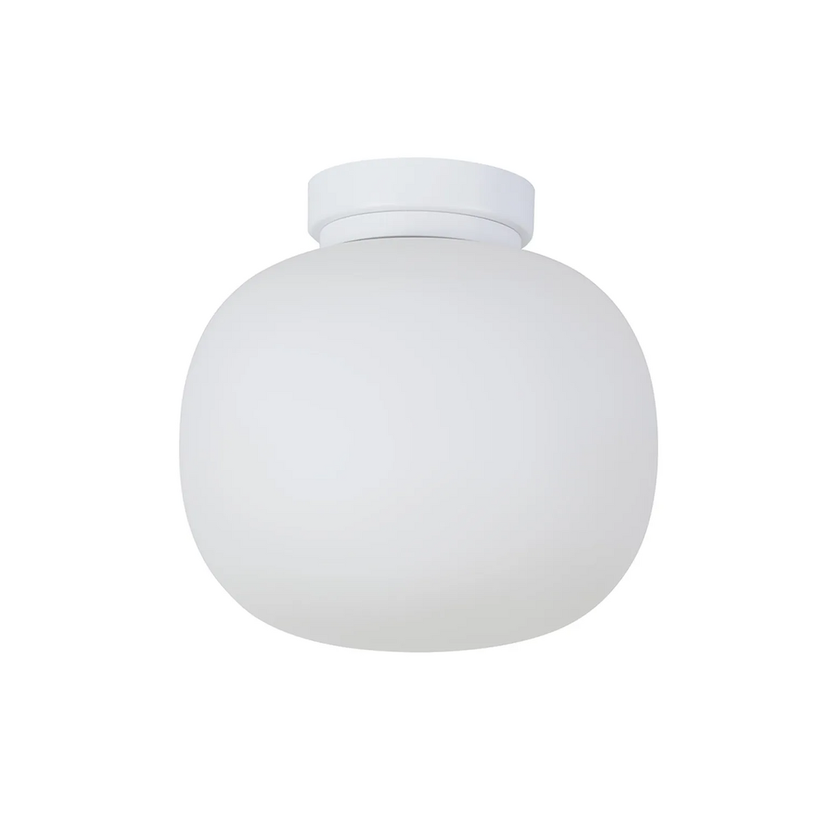 Lumiere Milton Small Oval Ball Flush Ceiling Light in Satin White & Frosted White Shade