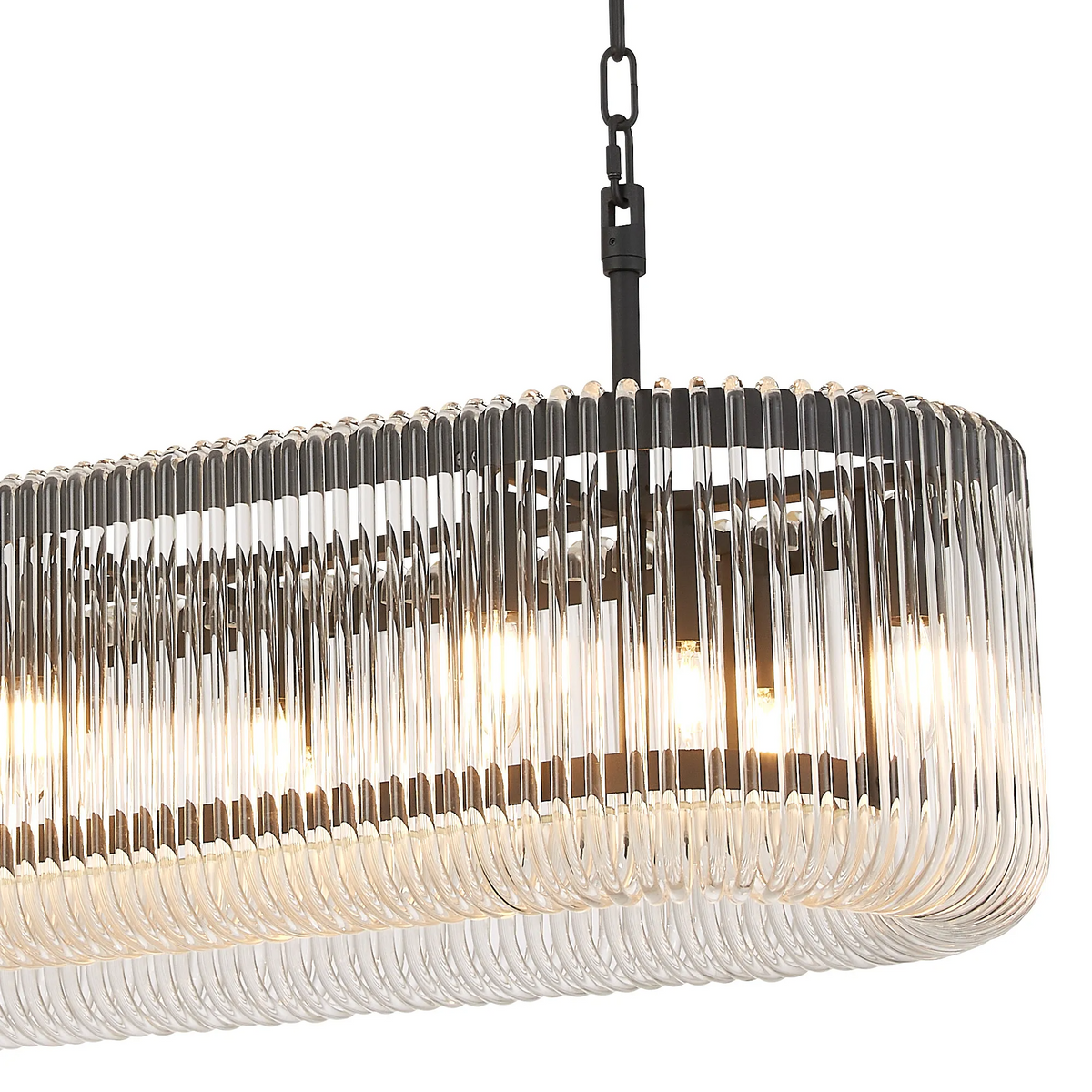 Jevington 1000mm Linear Pendant in Black with Clear Glass