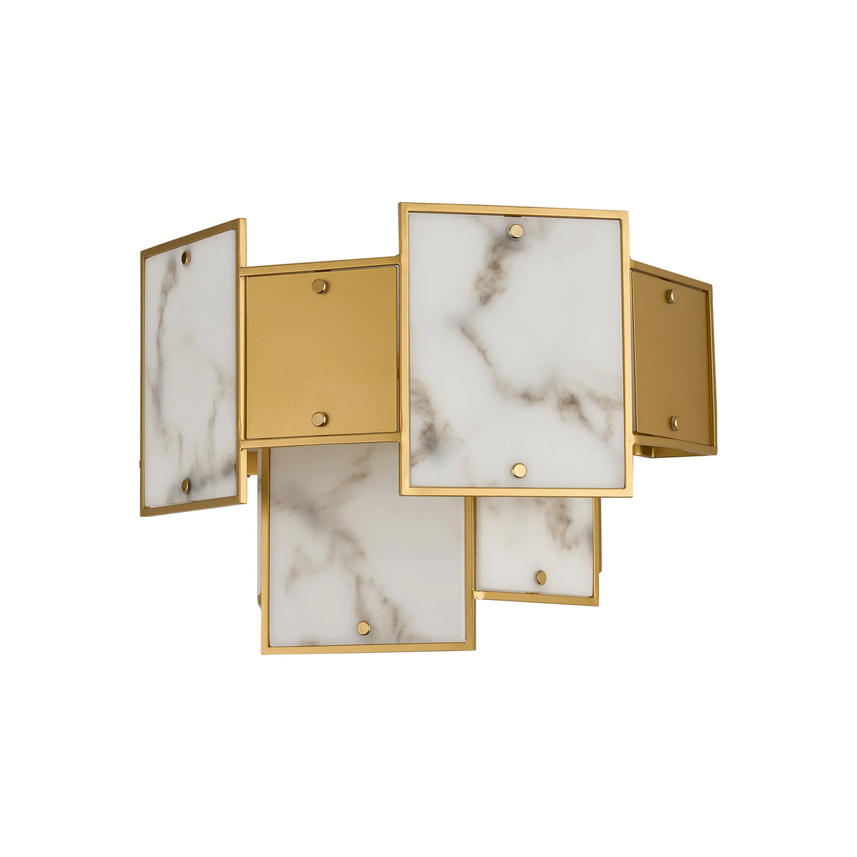 Gold and marble wall sconce with rectangular panels