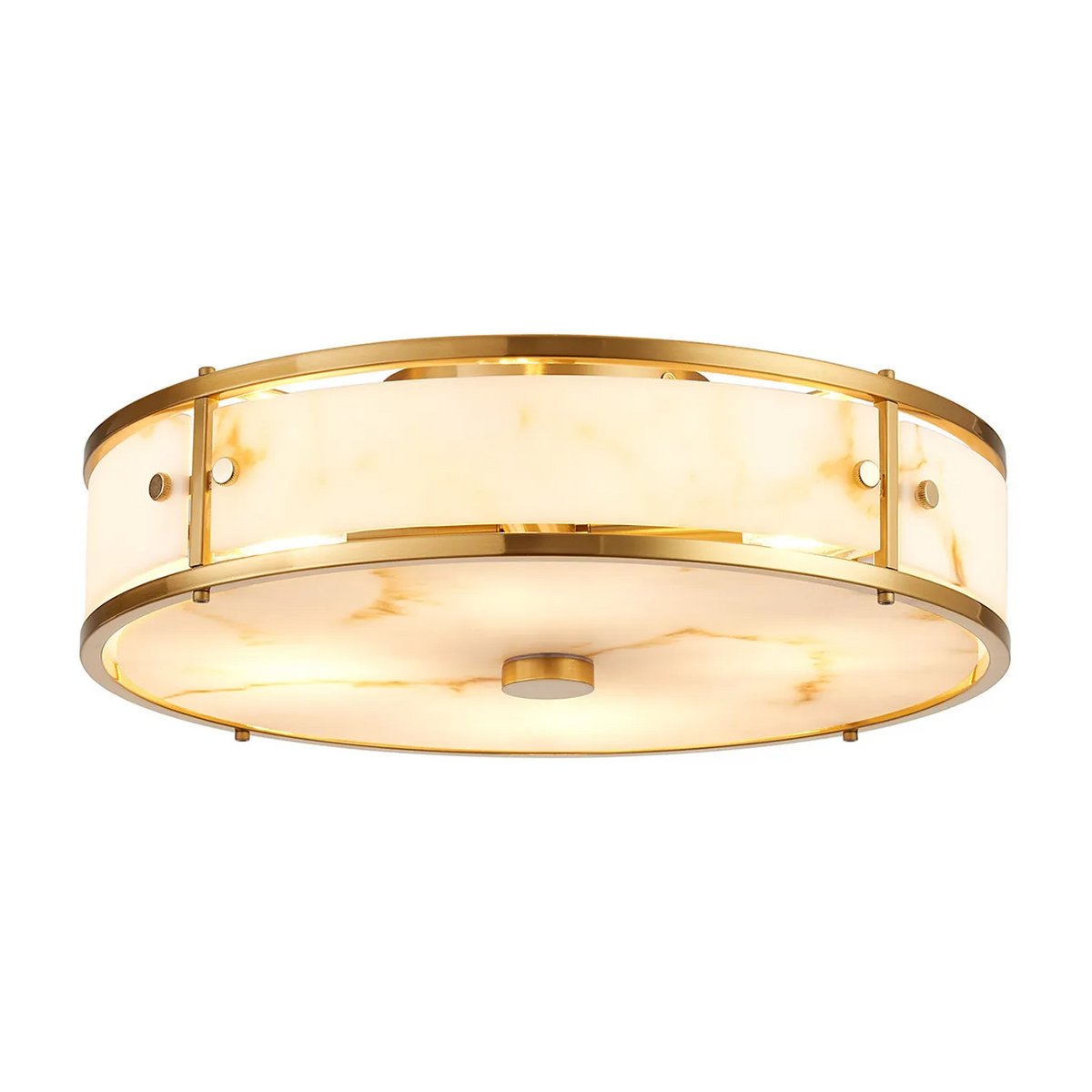 Scarva IP44 400mm Round Ceiling Light in Brass with Brown Faux Alabaster