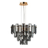 Velator 410mm Pendant in French Gold with Smoked Crystal Glass