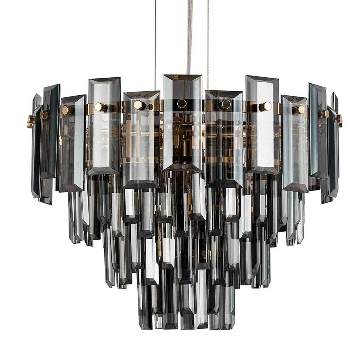 Velator 410mm Pendant in French Gold with Smoked Crystal Glass