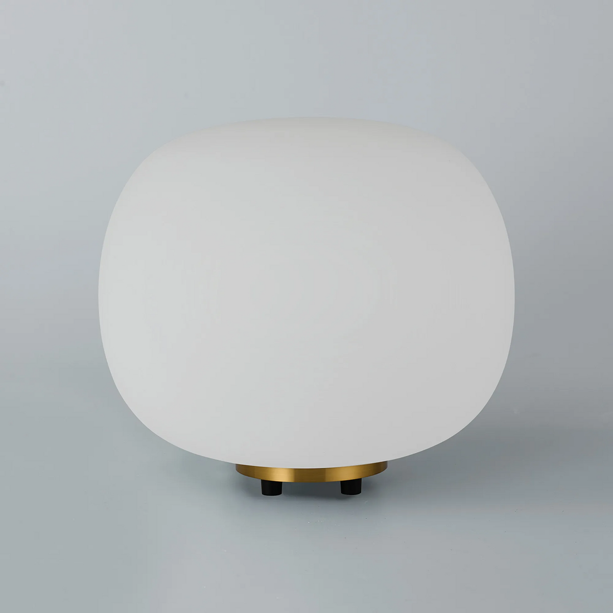 Milton Medium Oval Ball Table Lamp in Aged Brass & Frosted White Shade