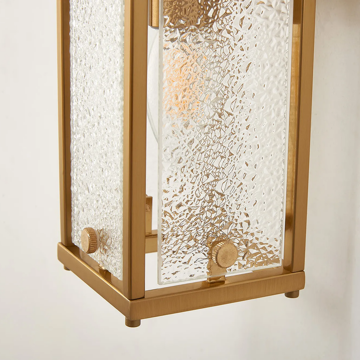 Scarva IP44 400mm Rectangular Wall Light in Brass with Clear Diamond Glass
