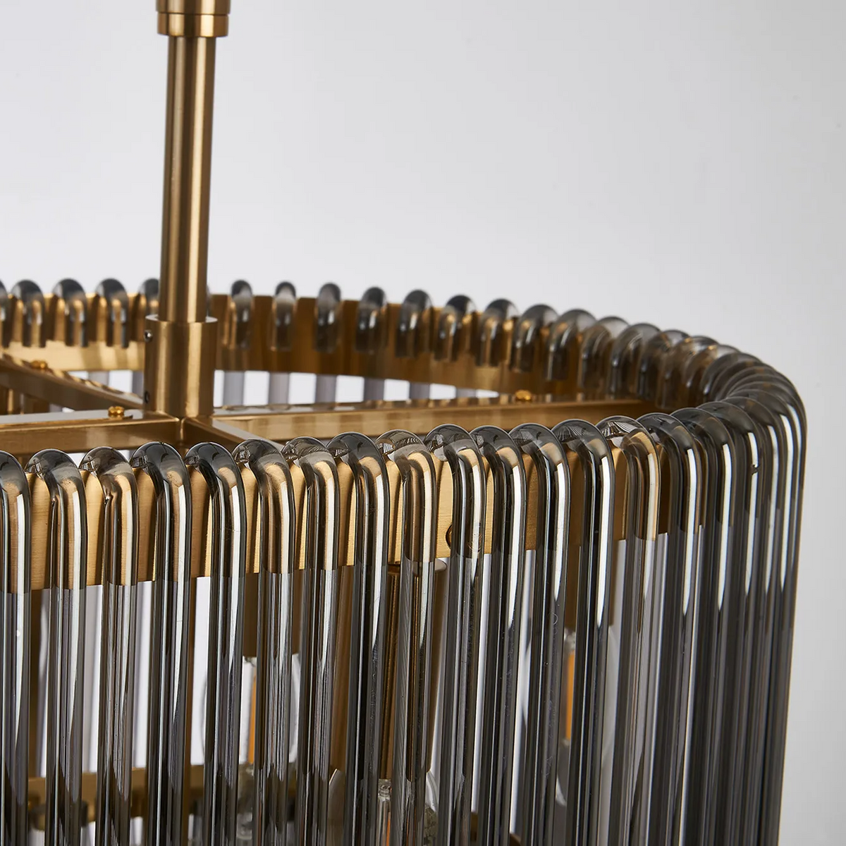 Jevington 1000mm Linear Pendant in Brass with Smoked Glass