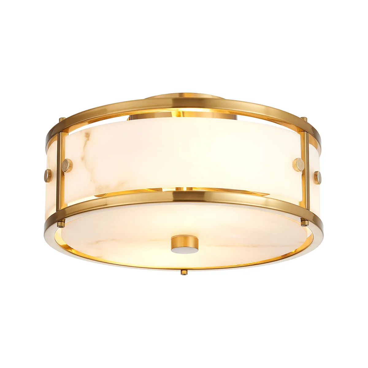 Scarva IP44 250mm Round Ceiling Light in Brass with Grey Faux Alabaster