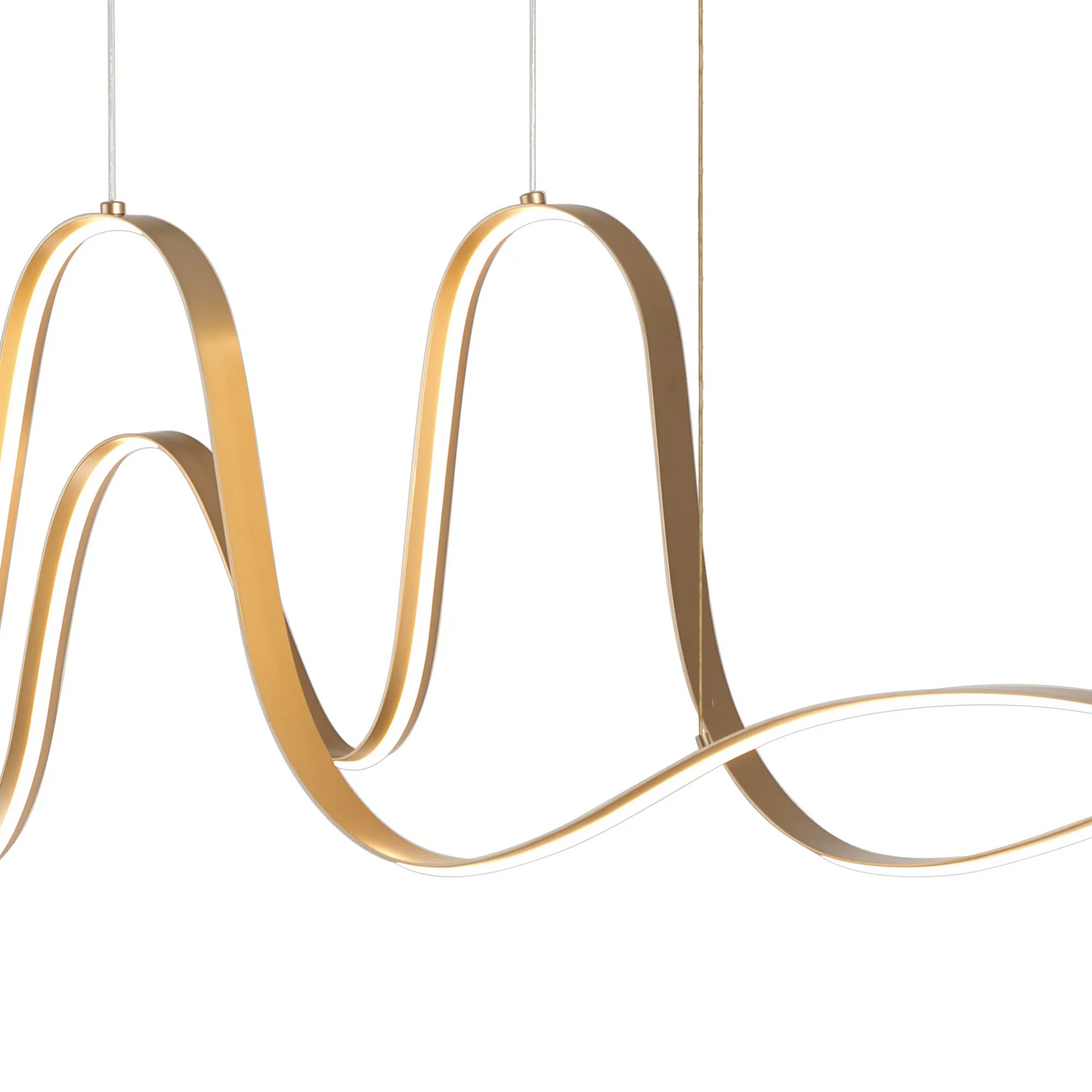 Amble Double Wave Dimmable LED Linear Pendant in Gold