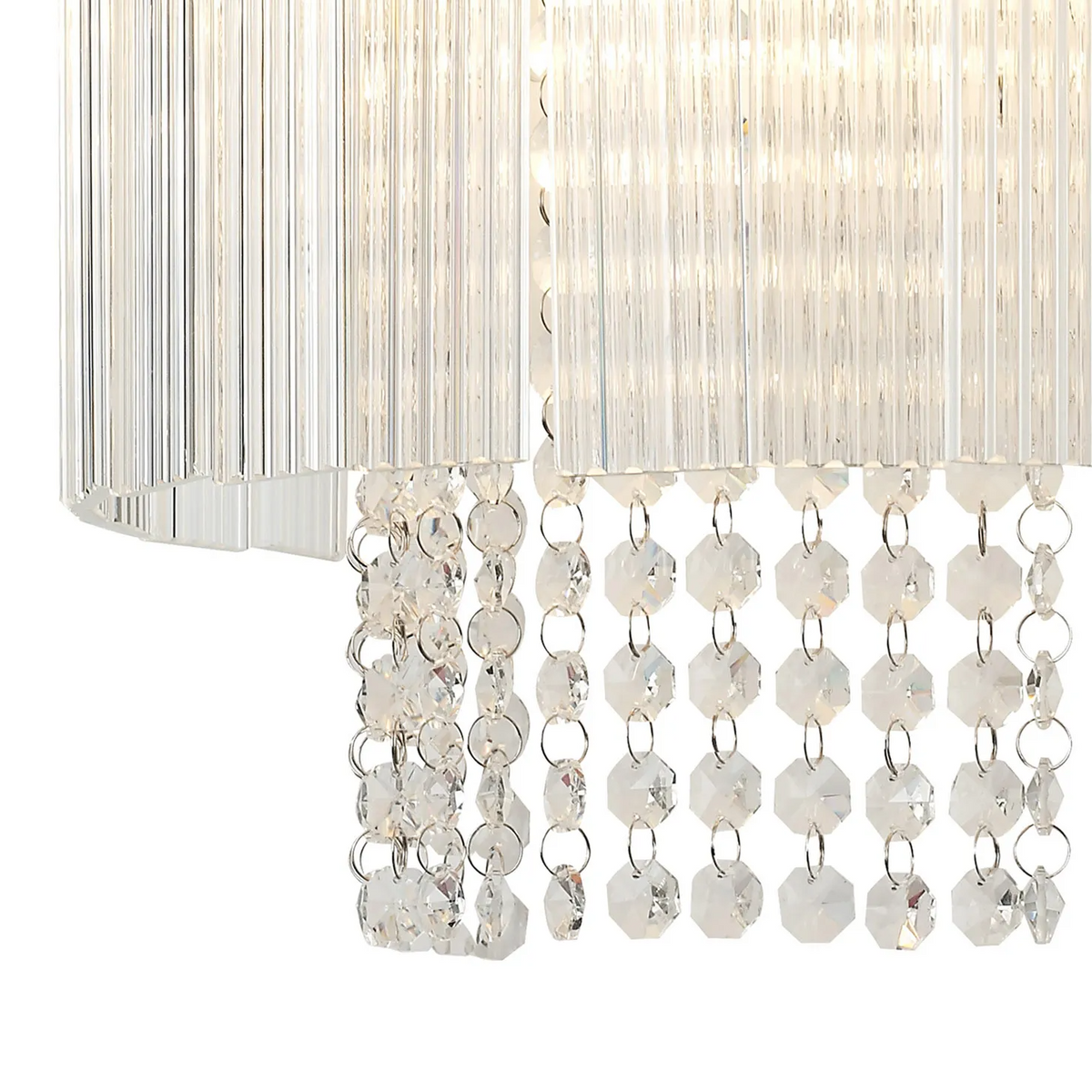 Beesands Wall Light in Brown Oxide with Clear Fluted Glass and Crystals