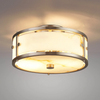 Scarva IP44 250mm Round Ceiling Light in Satin Nickel with Brown Faux Alabaster