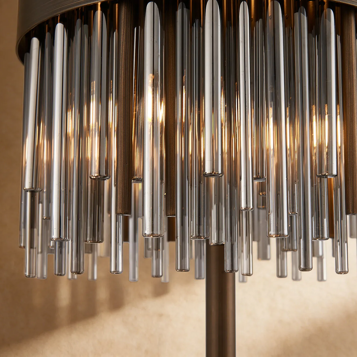Eckington Table Lamp in Matt Bronze with Smoked Glass Rods