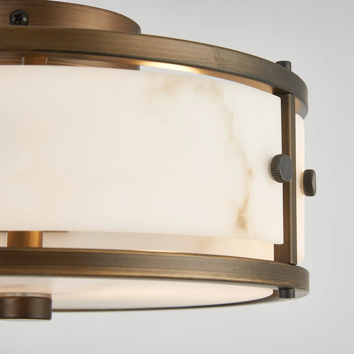 Scarva IP44 250mm Round Ceiling Light in Bronze with Grey Faux Alabaster