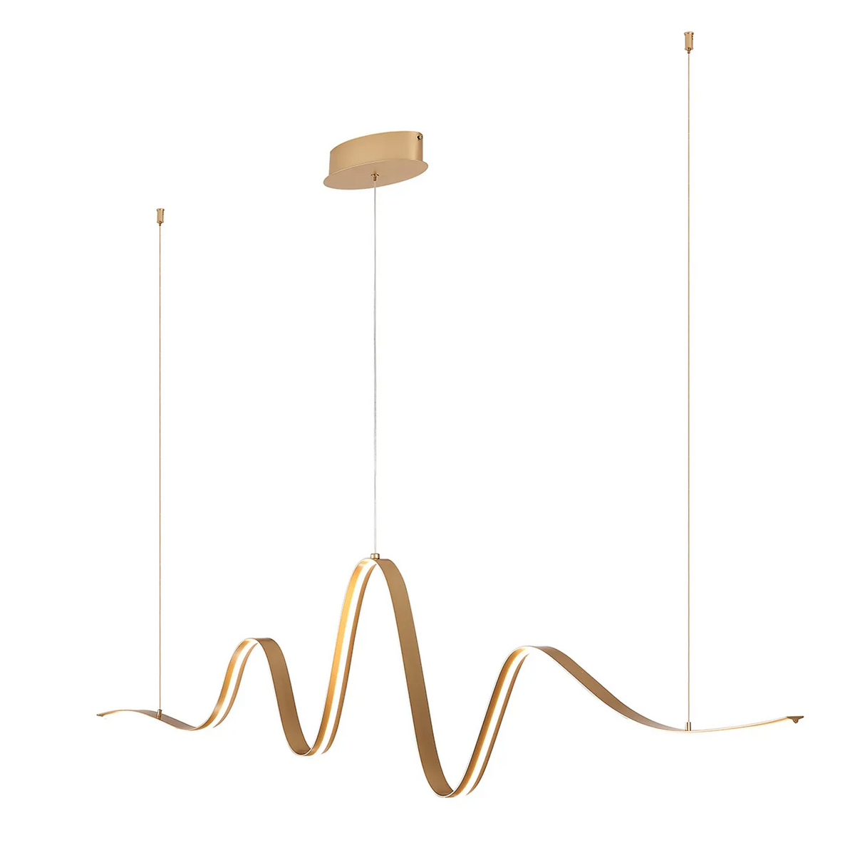 Amble Wave Dimmable LED Linear Pendant in Gold