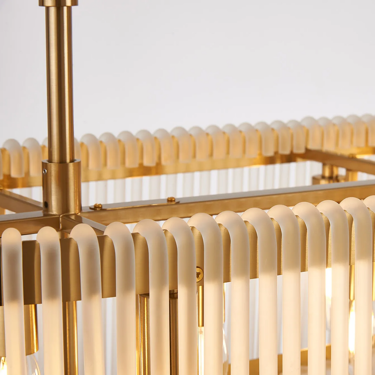Jevington 1000mm Linear Pendant in Brass with Frosted Glass