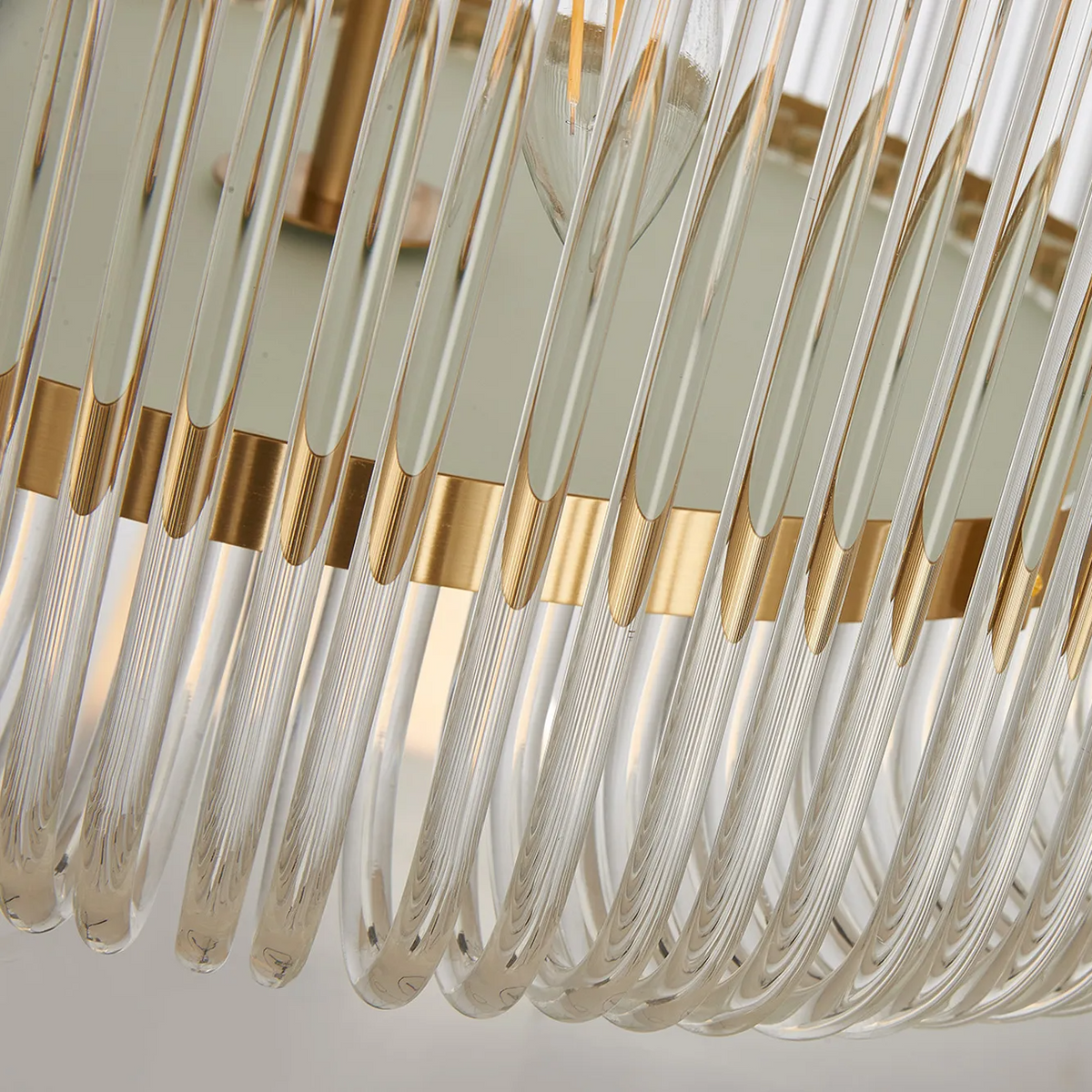 Jevington 1000mm Three Tier Pendant or Semi Flush in Brass with Clear Glass