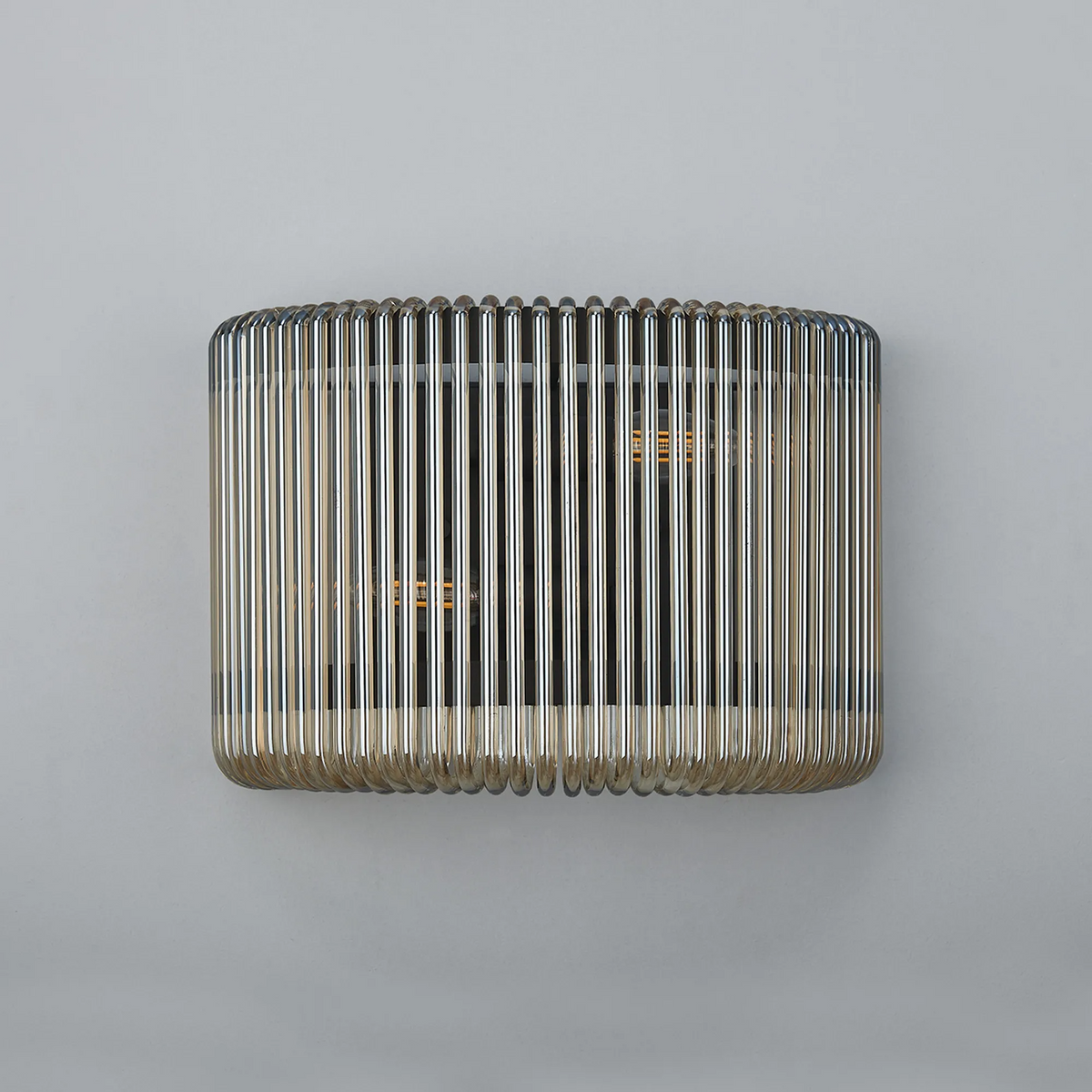 Jevington Medium Wall Light in Black with Smoke Brown Glass