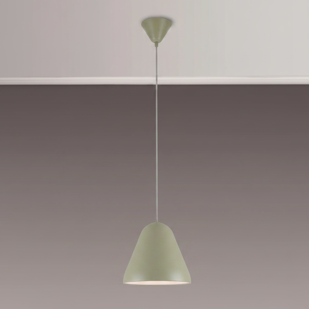 Tudeley 220mm Single Drop Pendant in Matt Green