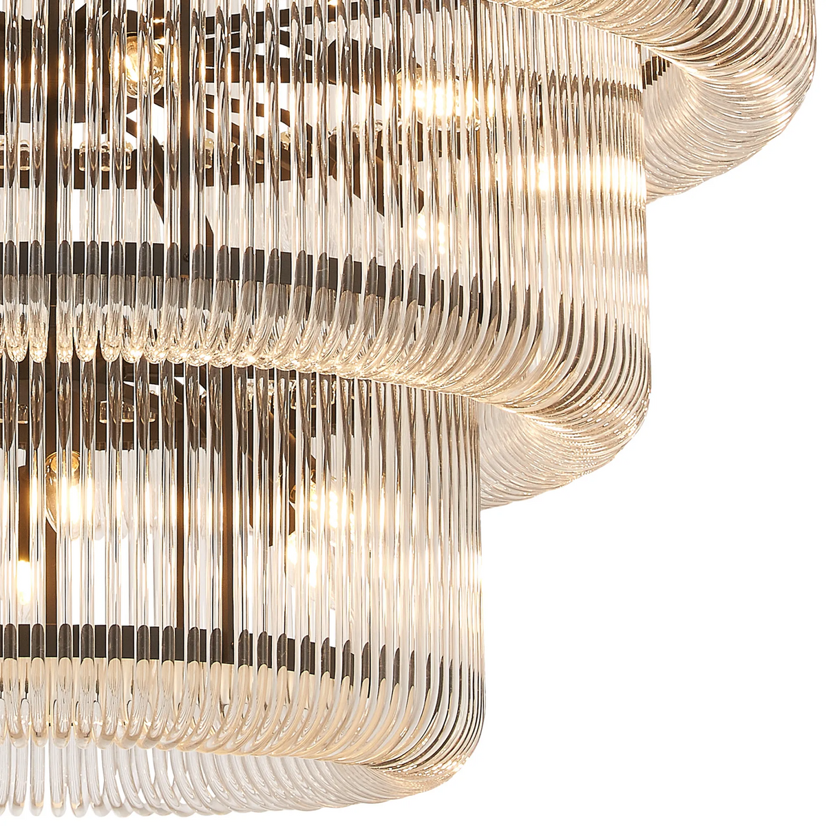 Jevington 1000mm Three Tier Pendant or Semi Flush in Black with Clear Glass