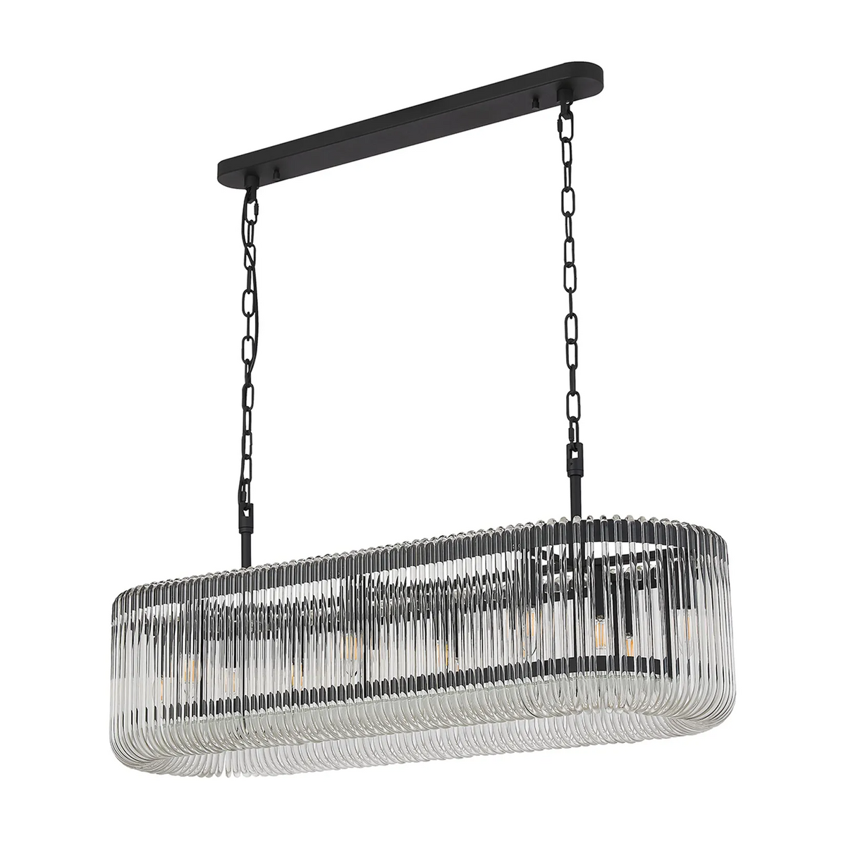 Jevington 1000mm Linear Pendant in Black with Clear Glass