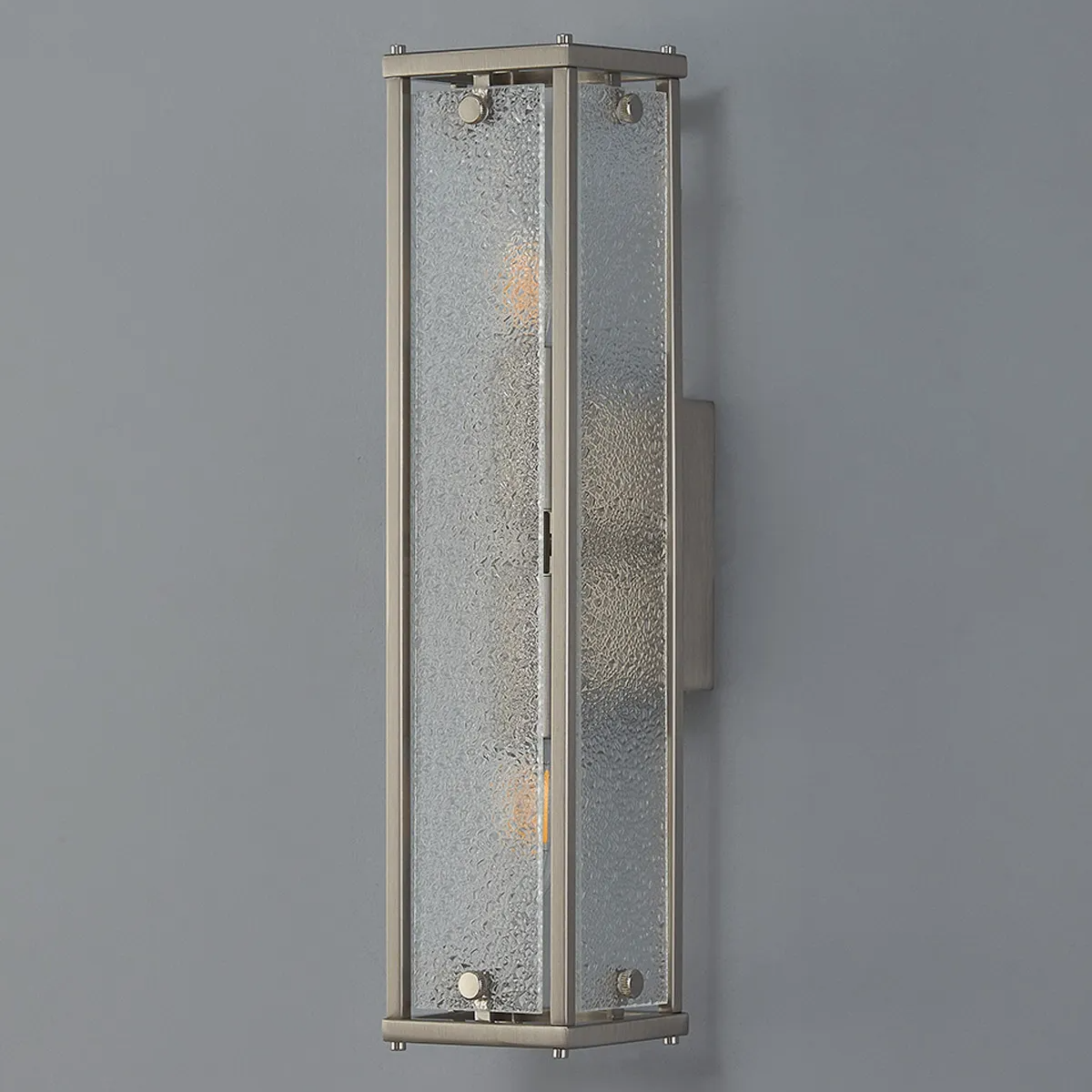 Scarva IP44 400mm Rectangular Wall Light in Satin Nickel with Clear Diamond Glass