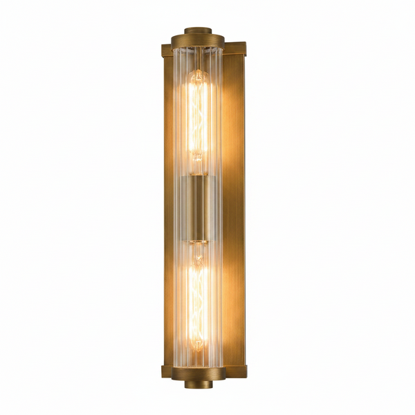 Beeley Large IP54 Wall Light in Matt Bronze with Ribbed Glass Shade