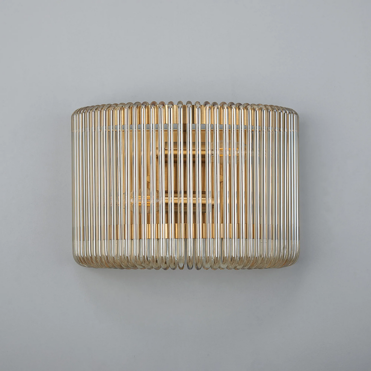 Jevington Medium Wall Light in Brass with Smoke Brown Glass