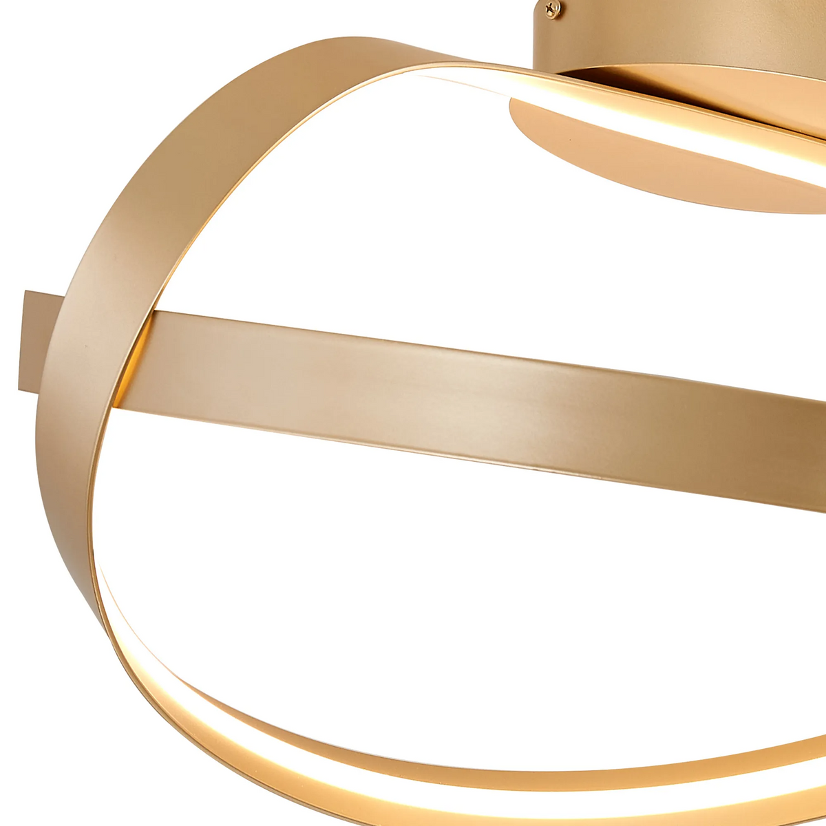 Amble Loop Dimmable LED Semi Flush Ceiling Light in Gold
