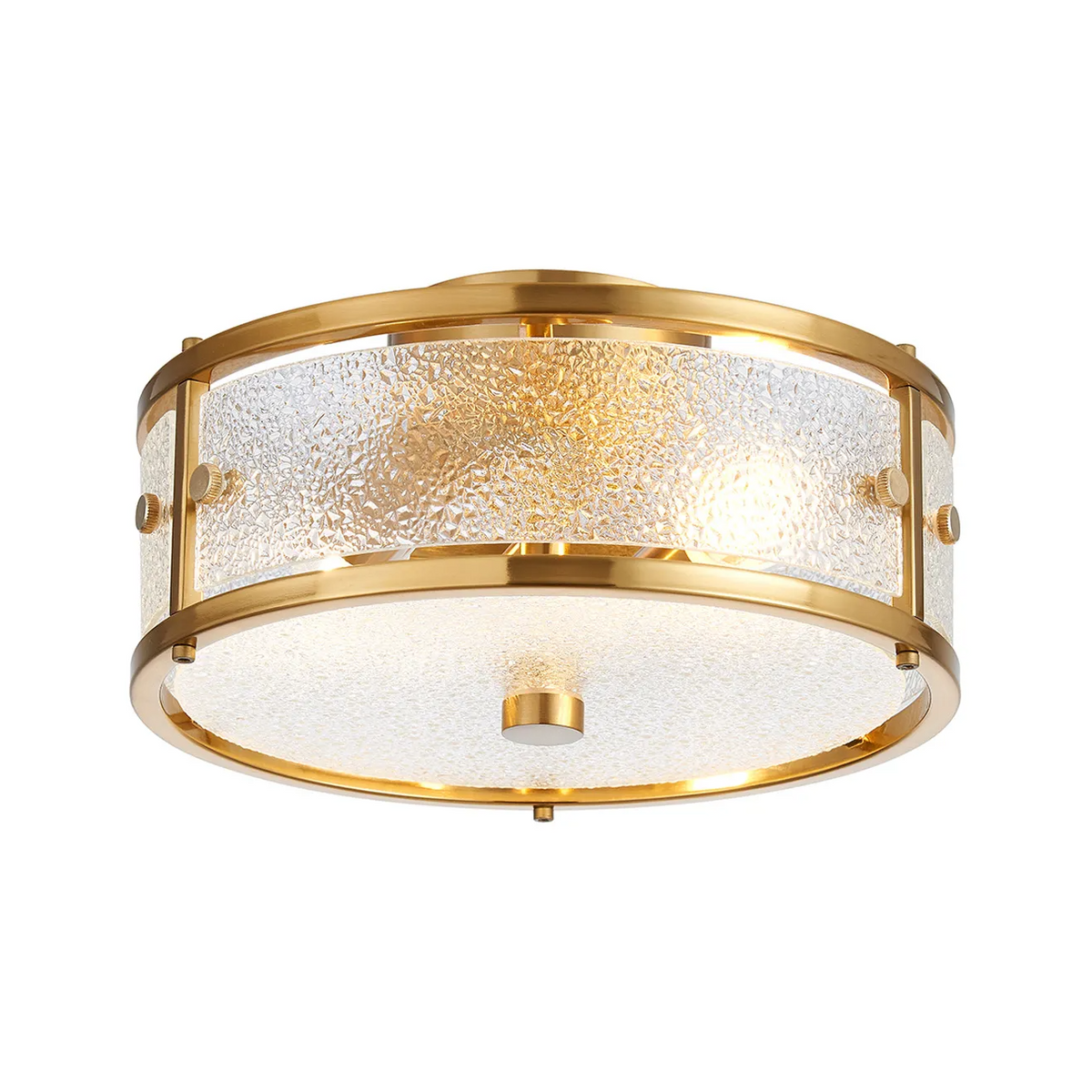 Scarva IP44 250mm Round Ceiling Light in Brass with Clear Diamond Glass