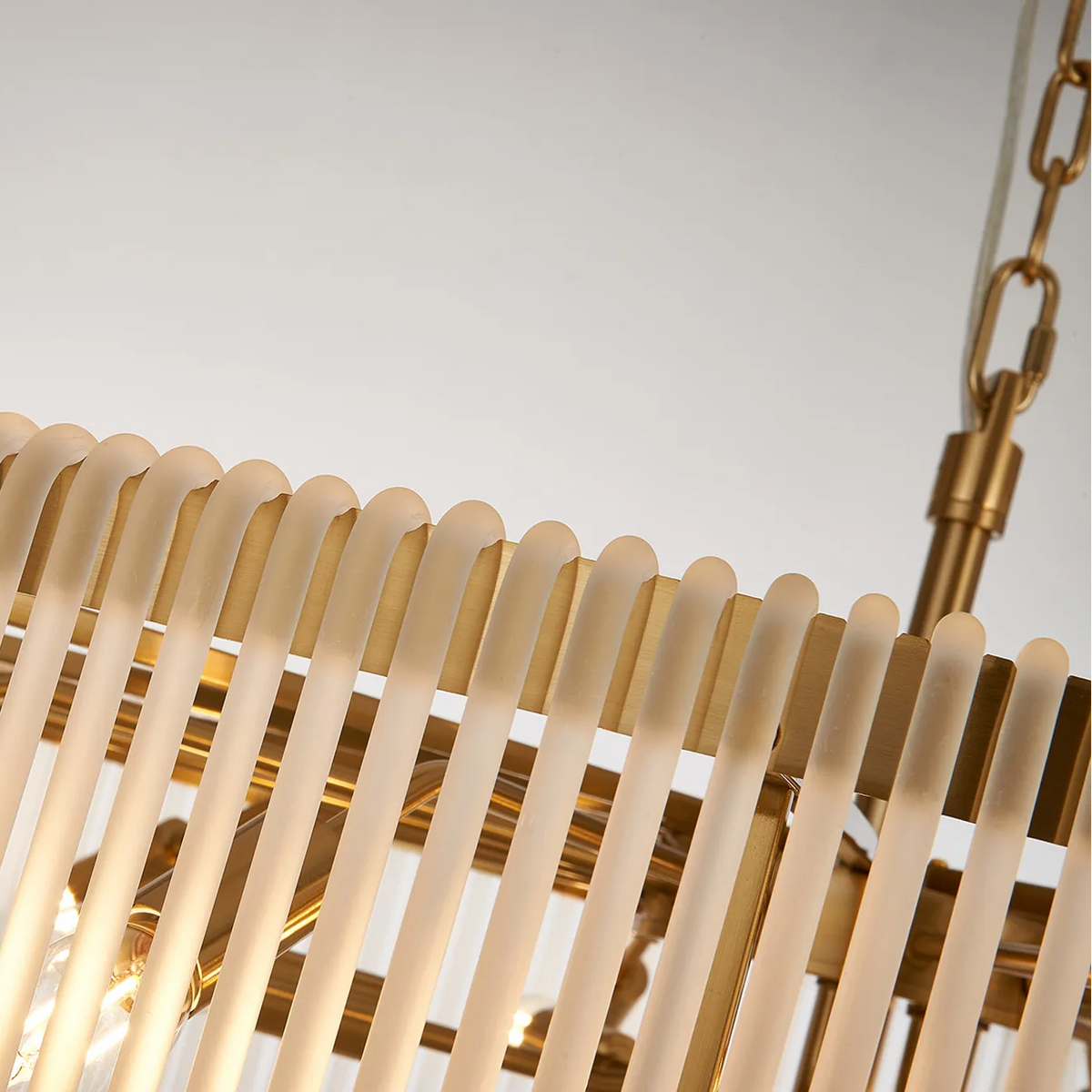 Jevington 1000mm Pendant or Semi Flush in Brass with Frosted Glass
