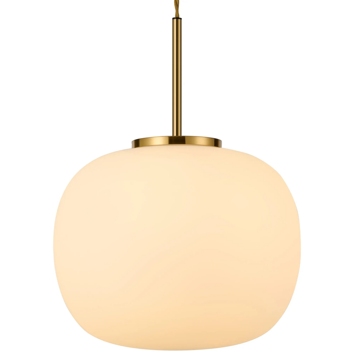 Lumiere Milton Medium Oval Ball Pendant in Aged Brass & Frosted White Shade