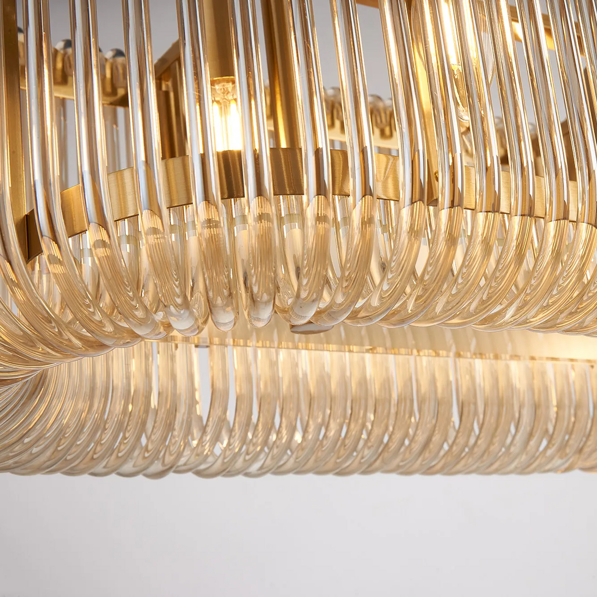 Jevington 1000mm Linear Pendant in Brass with Smoke Brown Glass