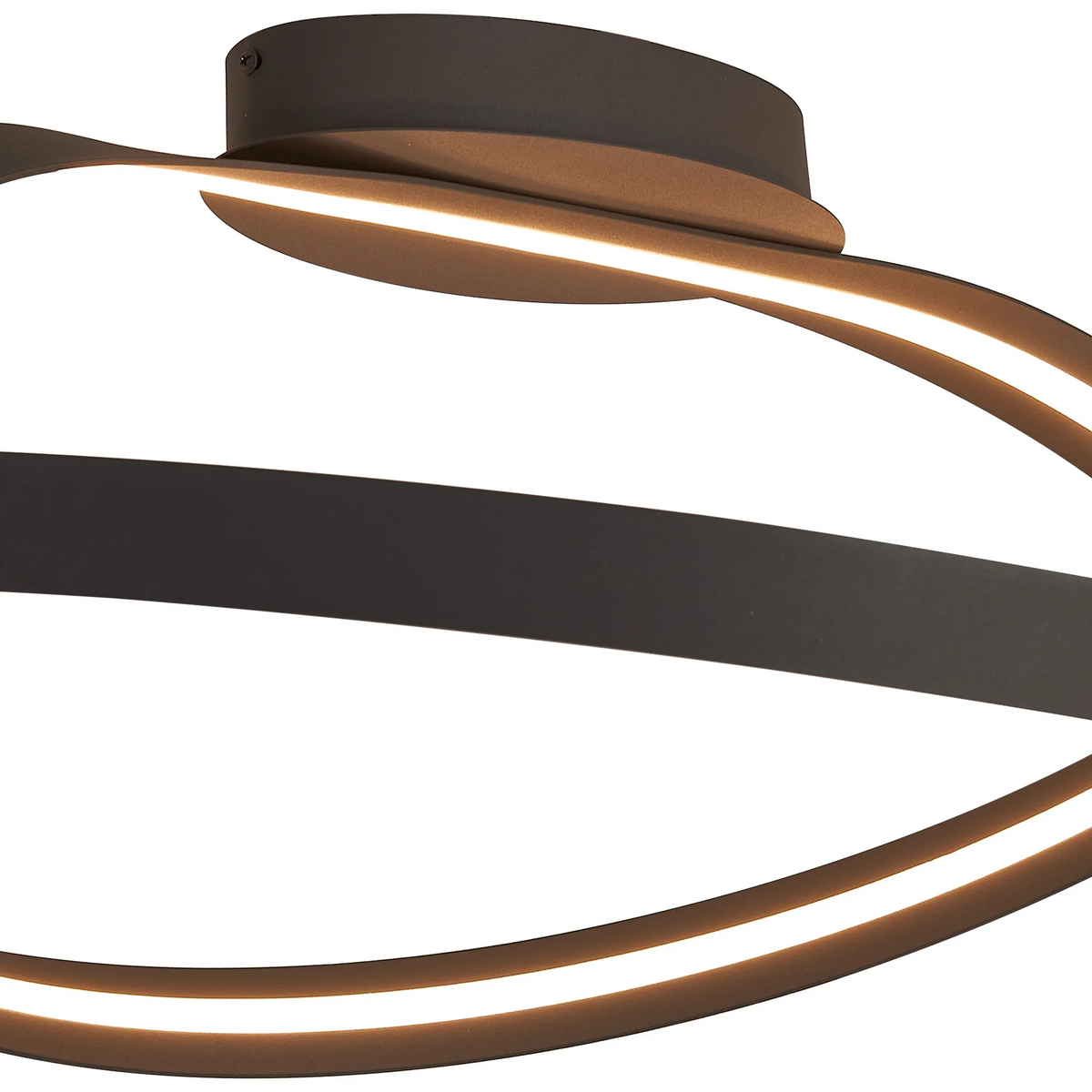 Amble Loop Dimmable LED Semi Flush Ceiling Light in Dark Grey