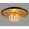 Reston Wall or Ceiling Light in Coffee and Gold Leaf with Amber Rippled Glass Shade