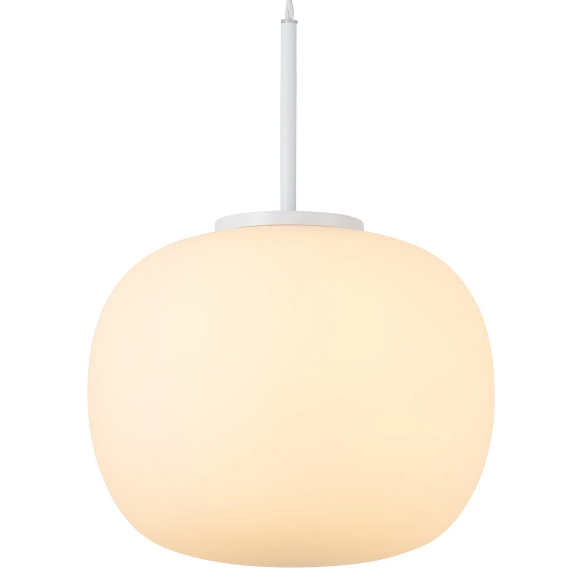 Lumiere Milton Medium Oval Ball Pendant in Satin White & Frosted White Shade
