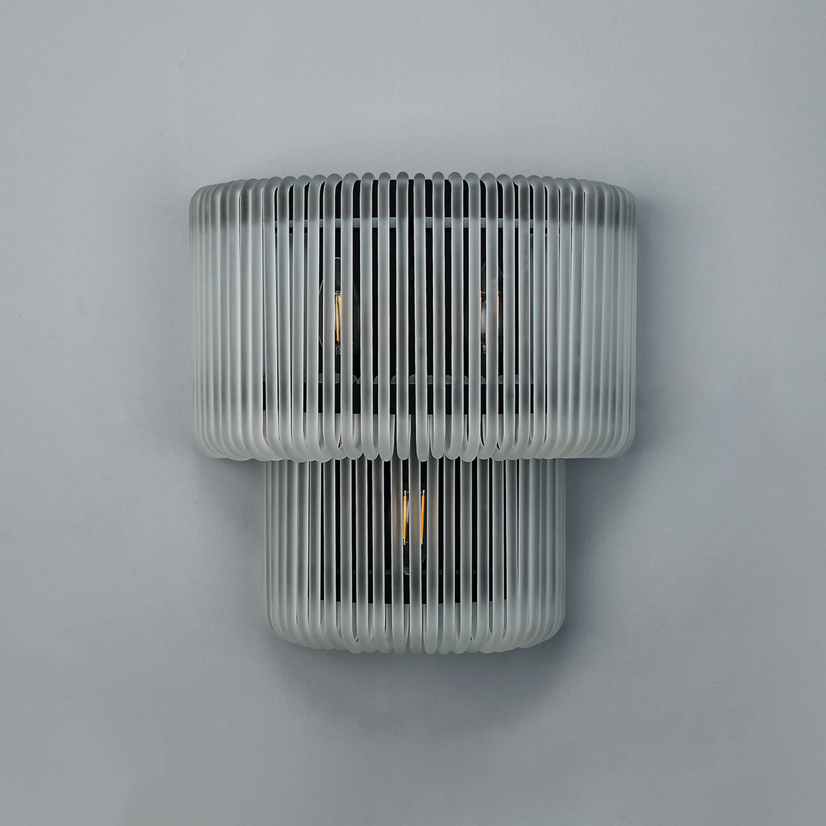 Jevington Large Two Tier Wall Light in Black with Frosted Glass