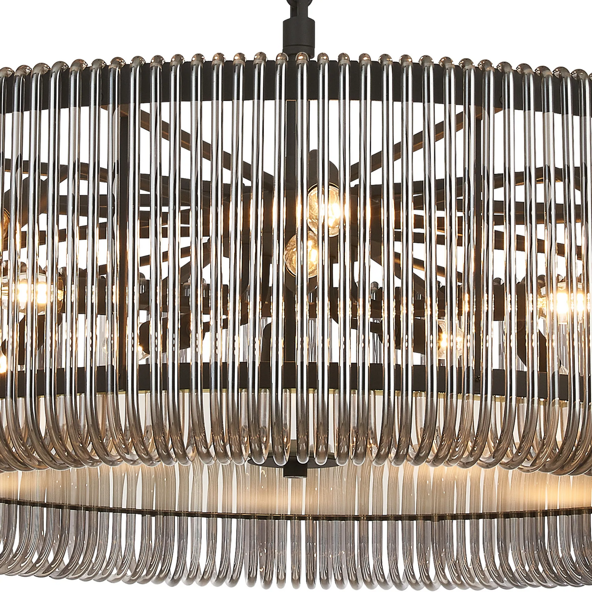 Jevington 1000mm Pendant or Semi Flush in Black with Smoked Glass
