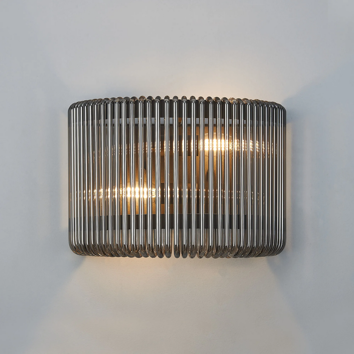 Jevington Medium Wall Light in Black with Smoked Glass