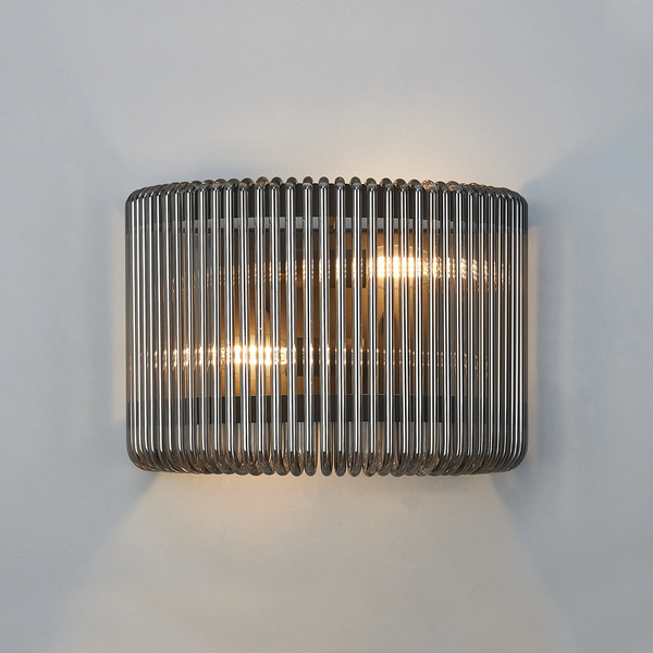 Jevington Medium Wall Light in Black with Smoked Glass