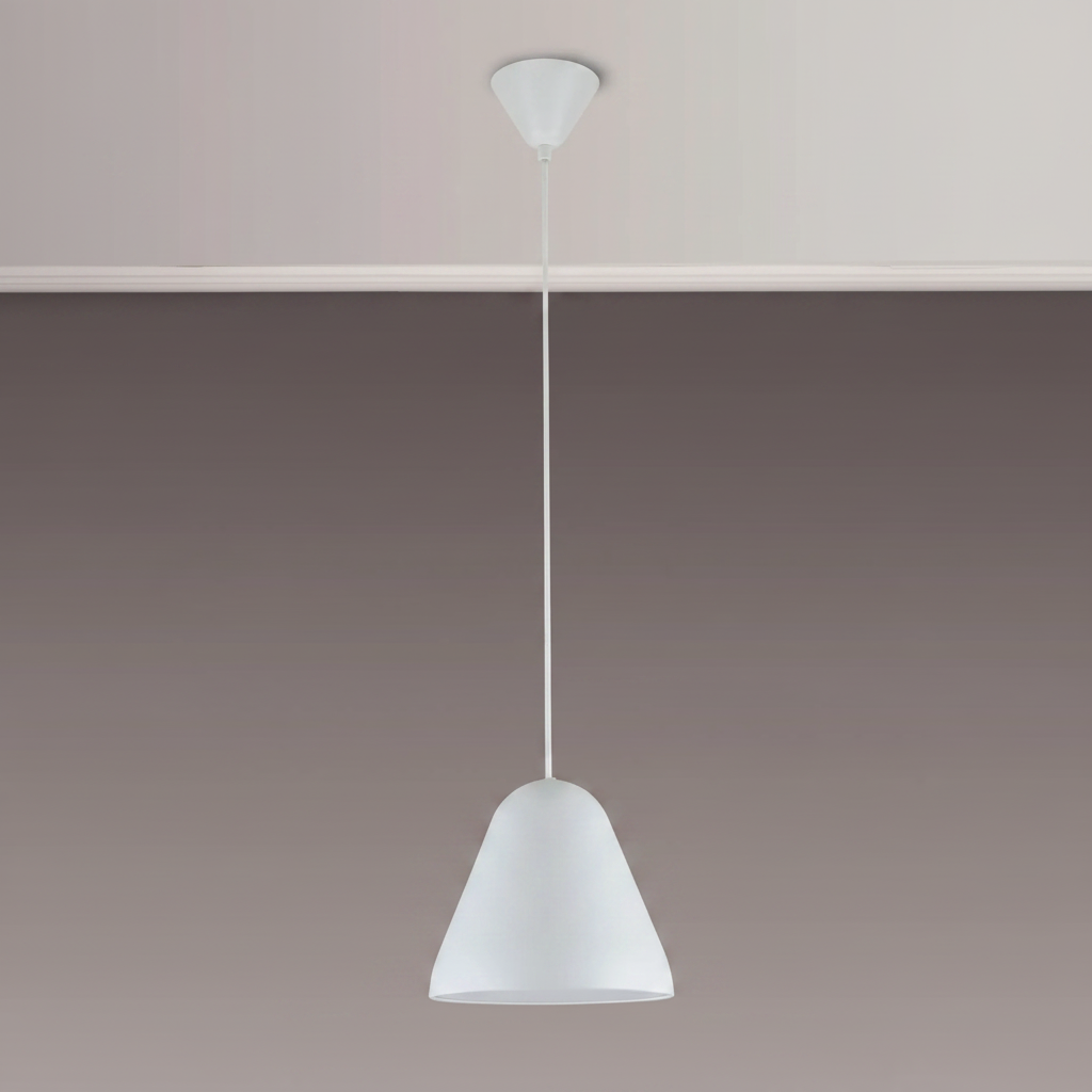 Tudeley 220mm Single Drop Pendant in Matt White