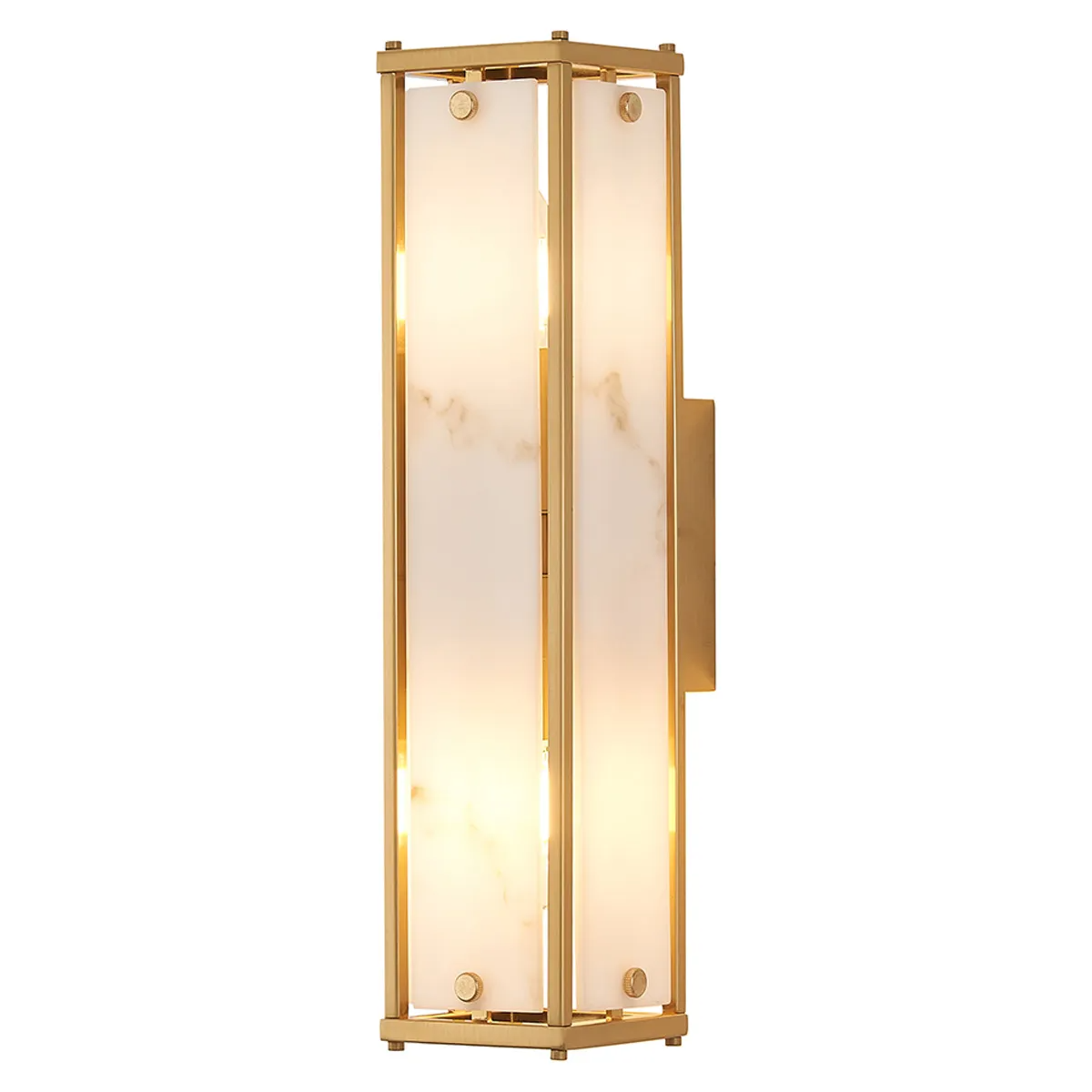 Scarva IP44 400mm Rectangular Wall Light in Brass with Grey Faux Alabaster