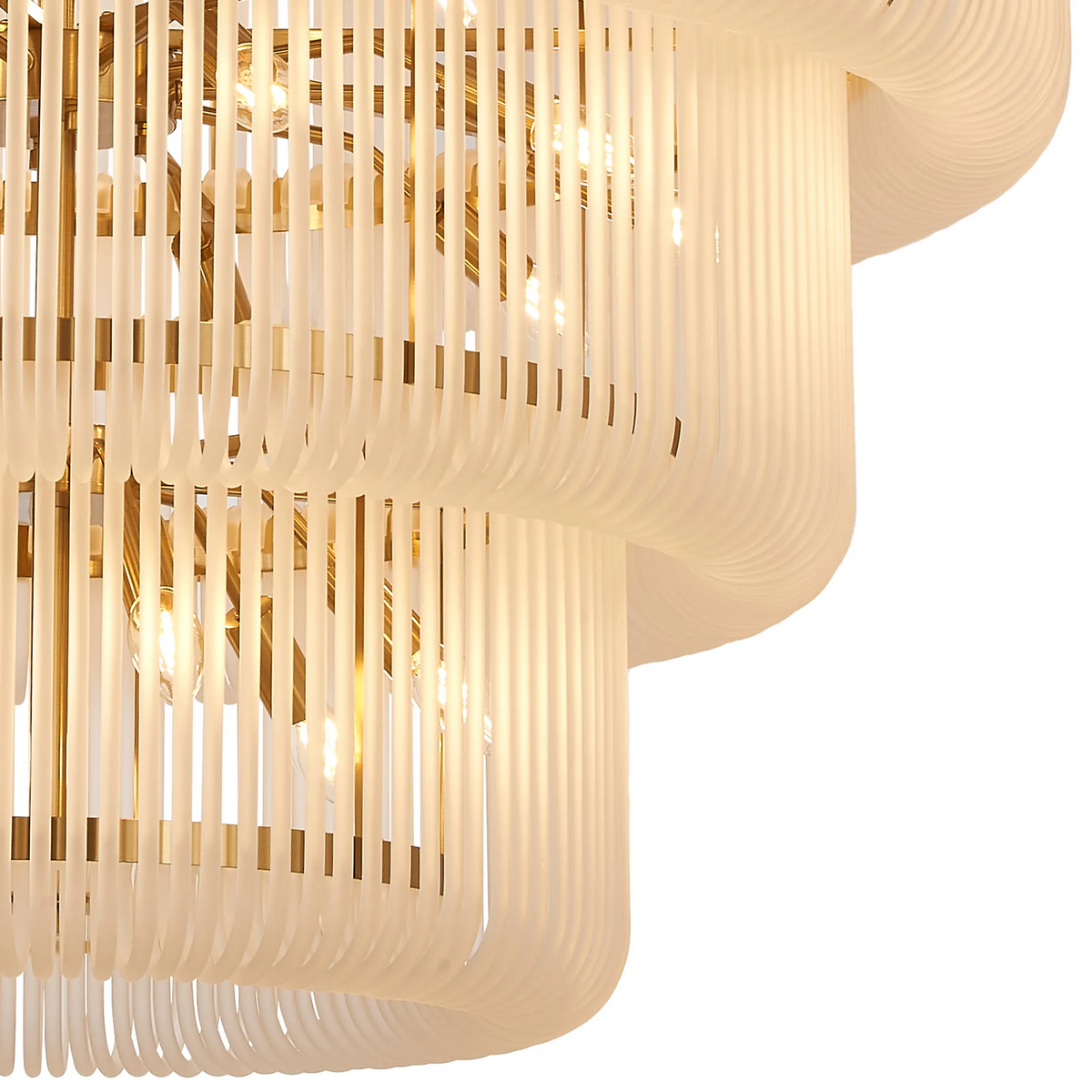 Jevington 1000mm Three Tier Pendant or Semi Flush in Brass with Frosted Glass