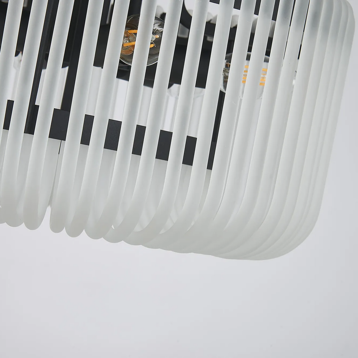 Jevington 400mm Flush Ceiling Light in Black with Frosted Glass