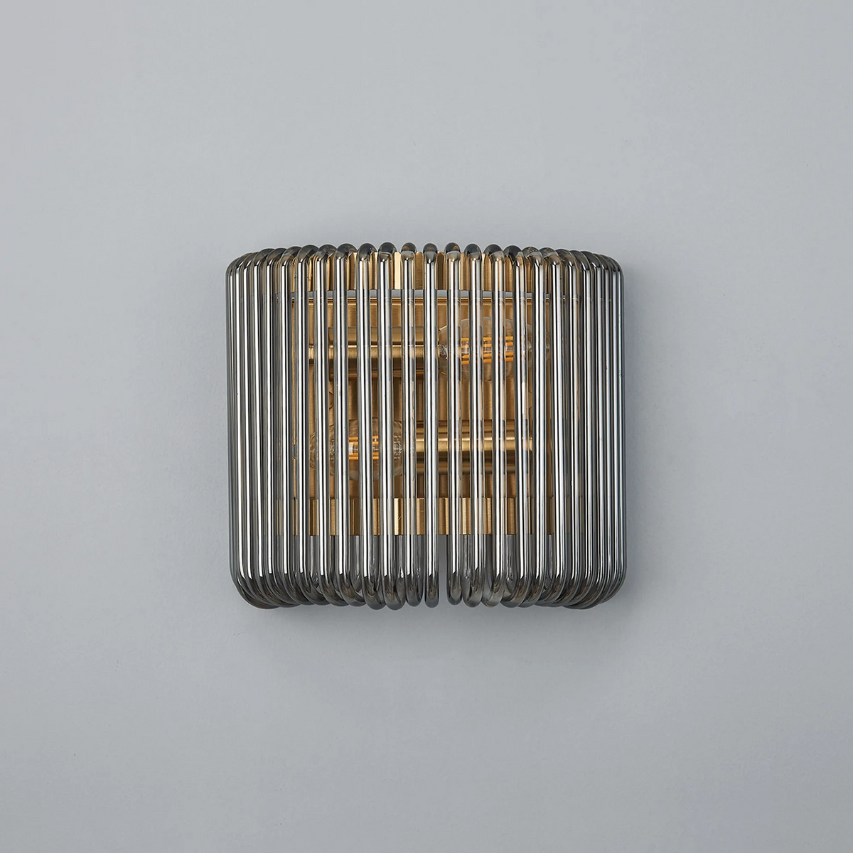 Jevington Small Wall Light in Brass with Smoked Glass