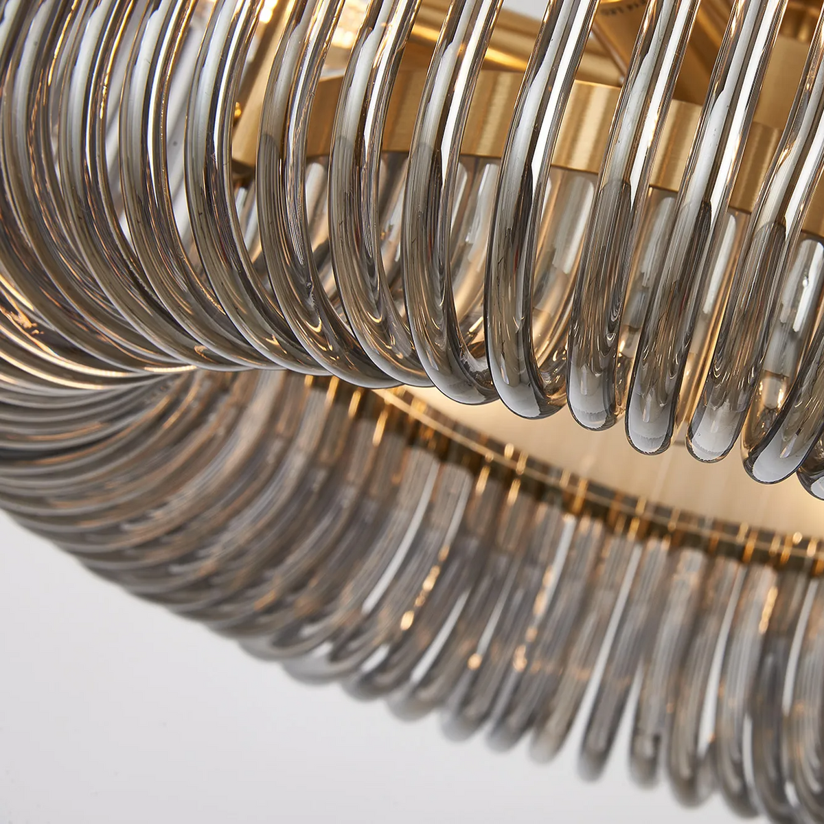 Jevington 400mm Pendant or Semi Flush in Brass with Smoked Glass