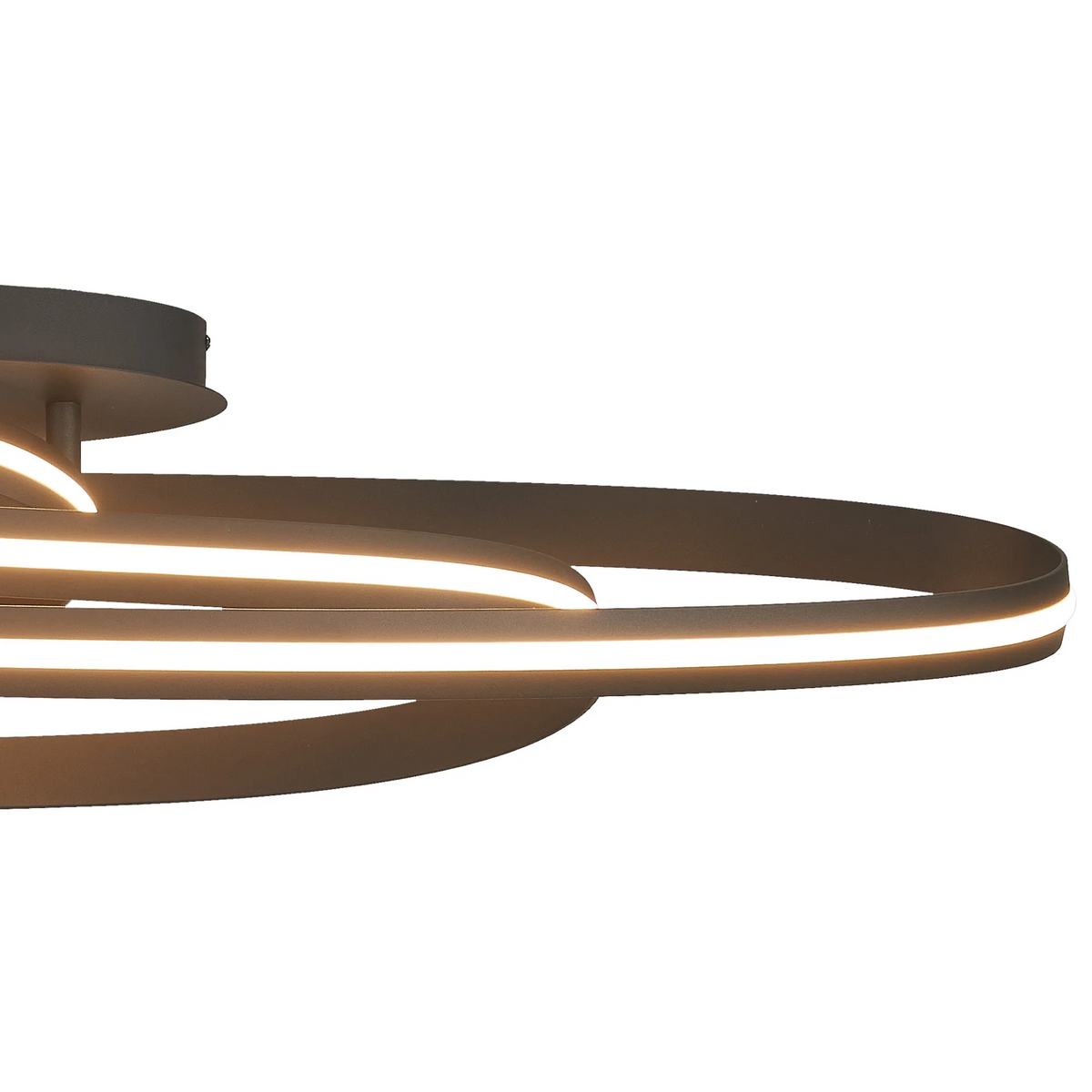 Amble Double Loop Dimmable LED Flush Ceiling Light in Dark Grey